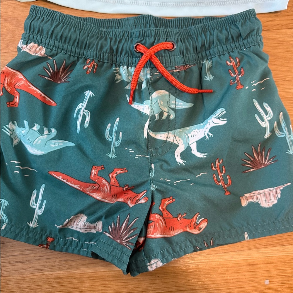 Carter's Toddler Boys Rash Guard Top Dinosaur-Print Swim Shorts 2 piece set 3T - Picture 8 of 13